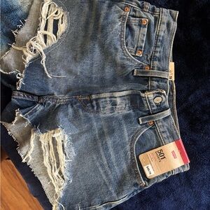Levi's Distressed Blue Jean Shorts